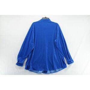 Soft Surroundings Shirt Women's 2X Velvet Down LS Tunic Blouse Blue Artsy Boho